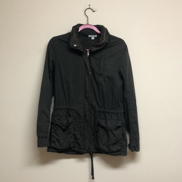 James Perse Cotton Blend Olive Green Gray Army Utility Jacket Hood 2 S 6 8 - Picture 3 of 11